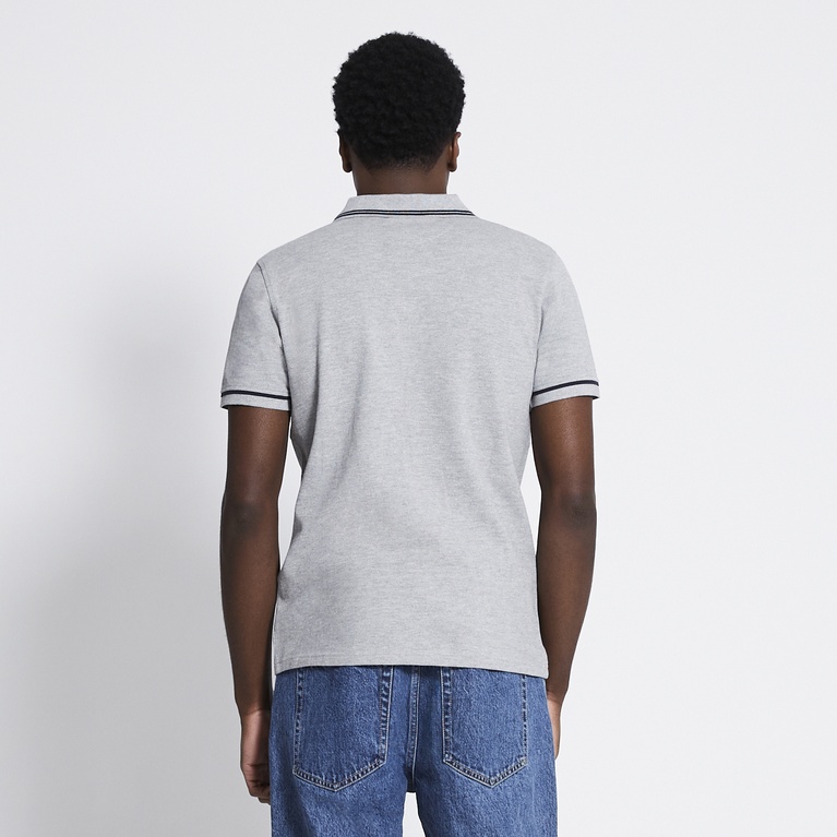 Polo shirt "Alan stripe" Grey Melange